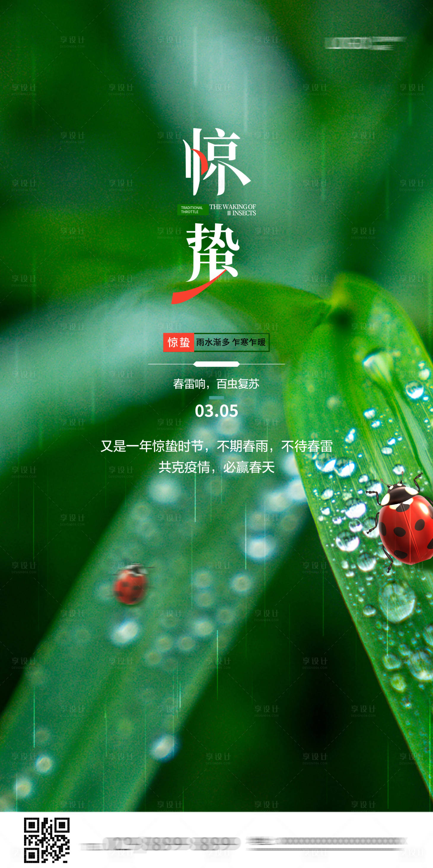 【源文件下载】 海报 房地产 二十四节气 惊蛰 七星瓢虫 下雨