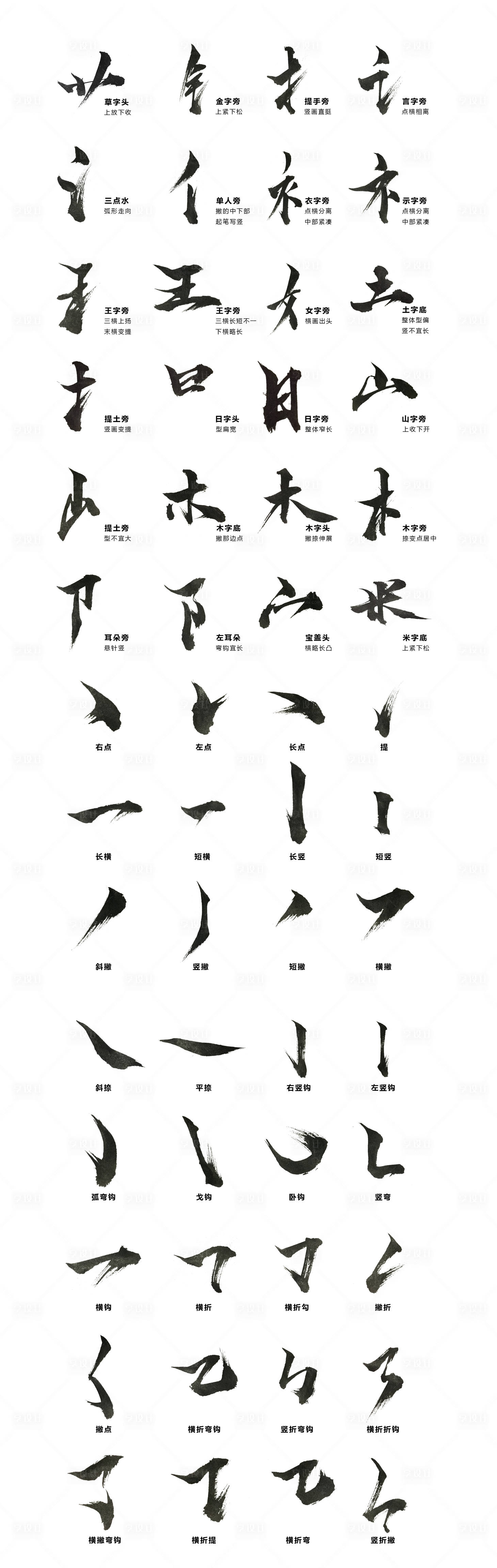 源文件下載【享設計】搜索編號：70010000017551779【毛筆字部首筆鋒素材】