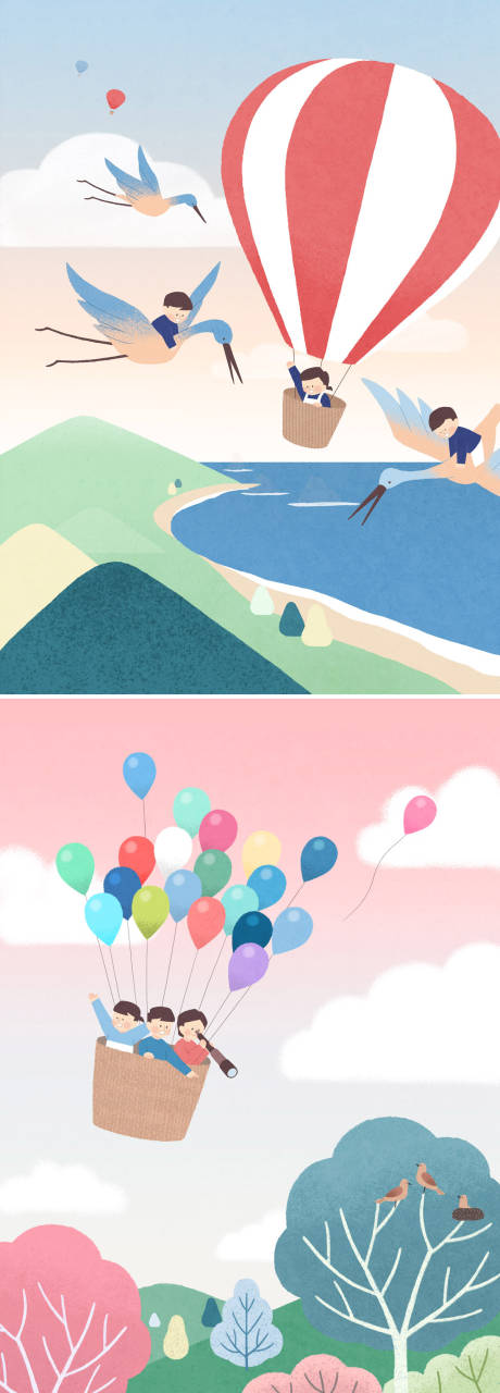 编号：20190523122924013【享设计】源文件下载-热气球飞翔儿童节梦幻童话插画