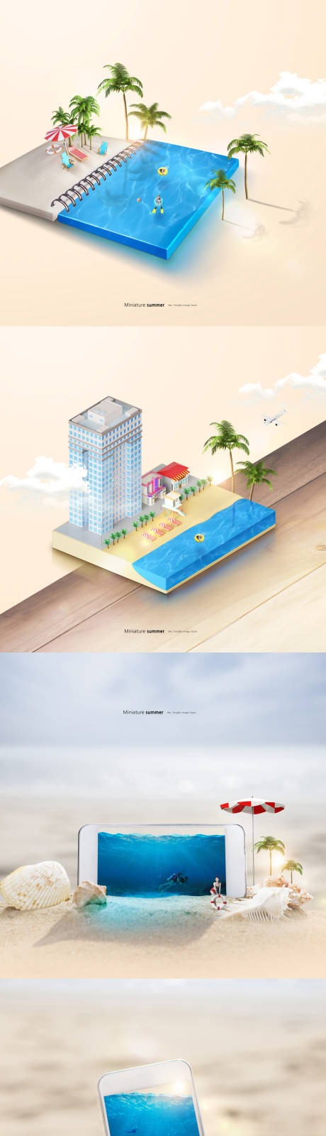 夏季海滩旅游度假创意合成海报系列2-源文件