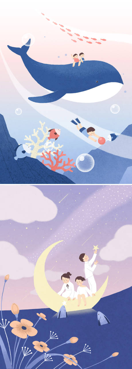 编号：20190523122358057【享设计】源文件下载-鲸鱼月亮儿童节梦幻童话插画