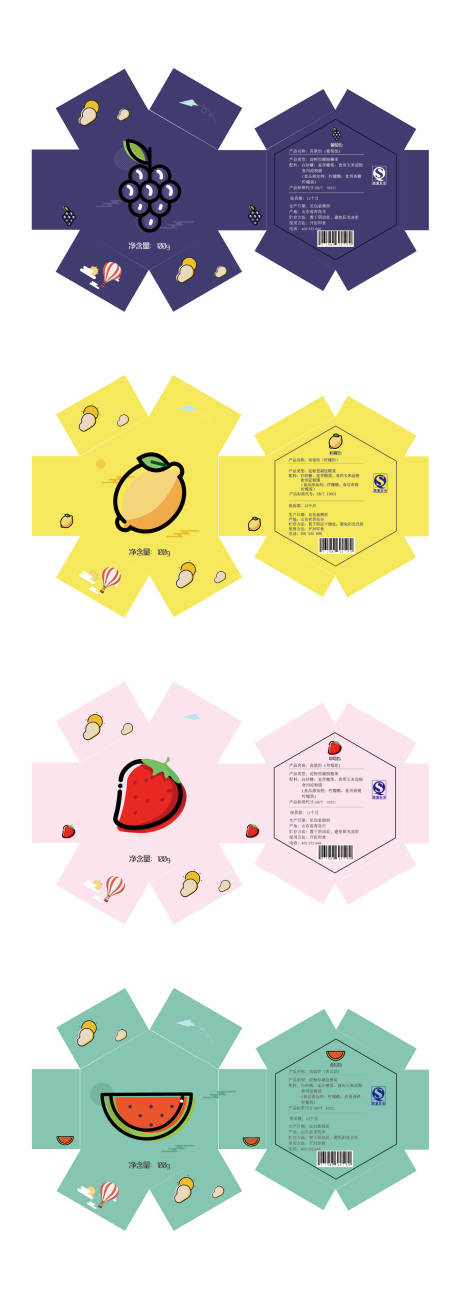 编号：20190605214330572【享设计】源文件下载-卡通水果六边形包装设计