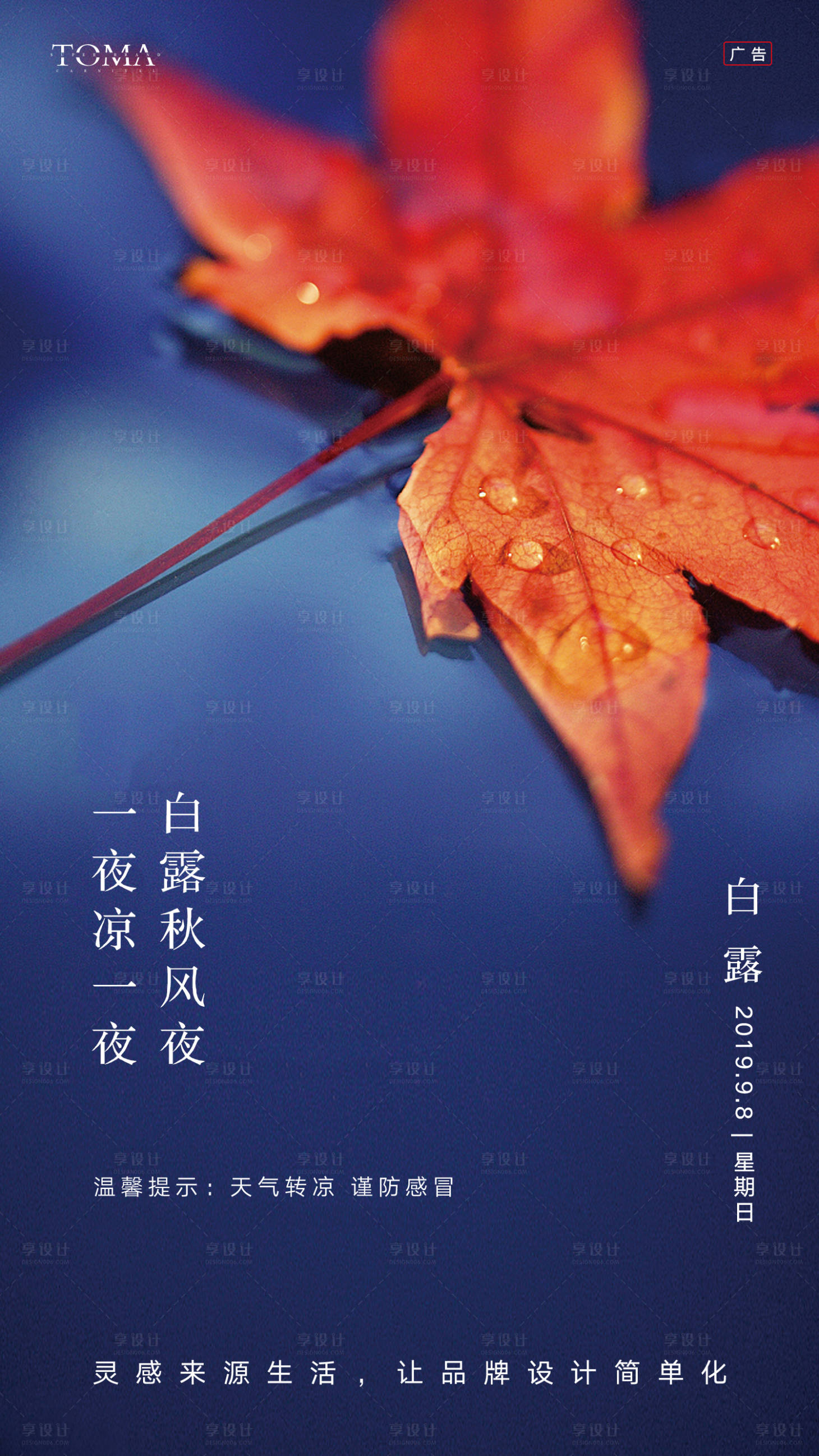 源文件下载【享设计】搜索编号：45270000146259922【秋天枫叶二十四节气白露海报】