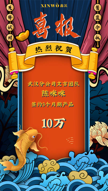 源文件下载【喜报捷报喜讯国潮风移动端海报】编号：86280000166261072