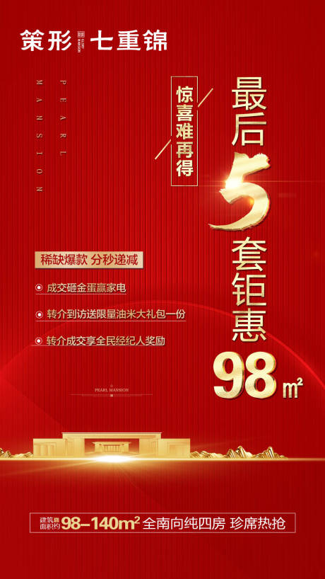 源文件下载【大气红金房地产海报】编号：31730000166481998