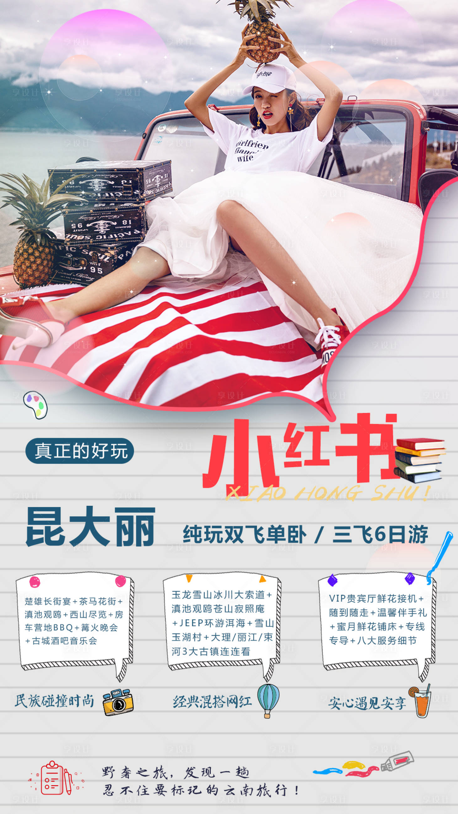 源文件下载【小红书云南旅游移动端海报】编号：25640000182816033