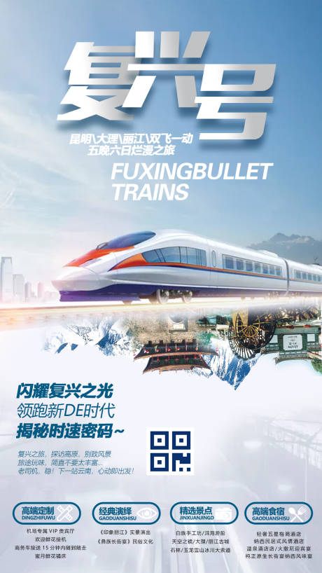 源文件下载【享设计】搜索编号：94030000184109516【复兴号高铁创意云南旅游海报】