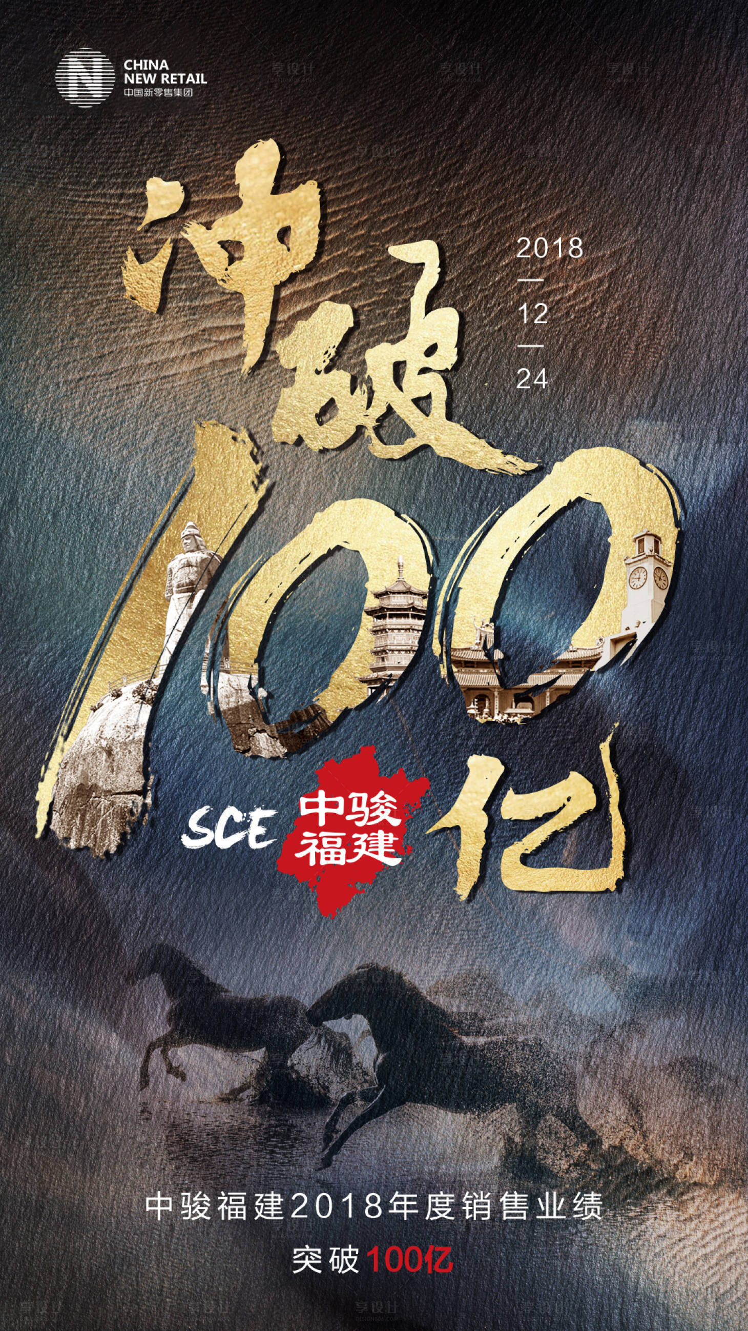 冲破百亿大气地产移动端海报