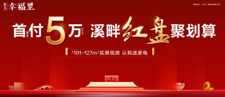 源文件下载【大气红金中式地产广告展板海报】编号：20191204120317018