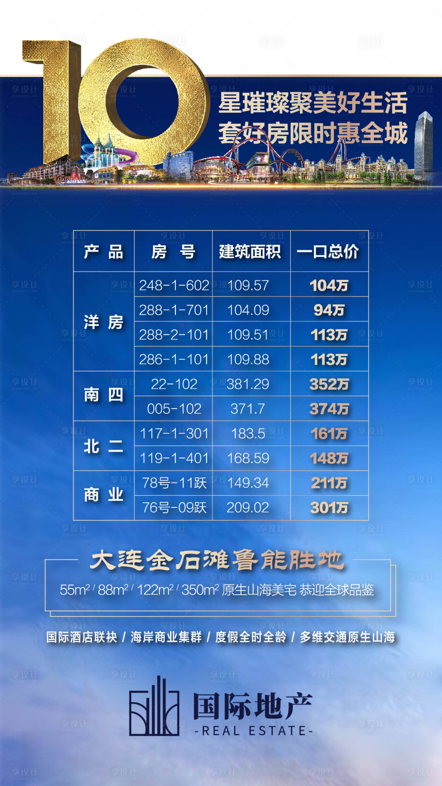 源文件下载【享设计】搜索编号：97650000380791355【蓝金色房地产房源信息一览表微信海报】