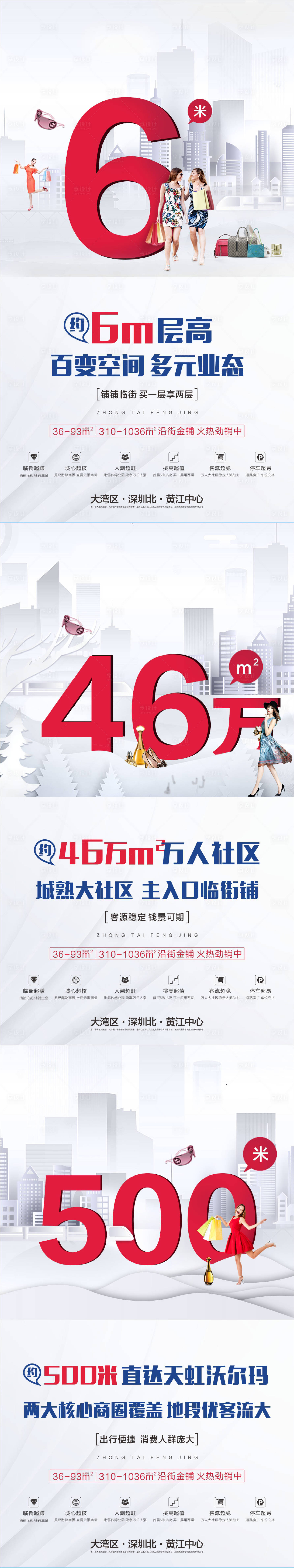 源文件下载【商业地产商铺价值点移动端海报系列  】编号：41240000345906629