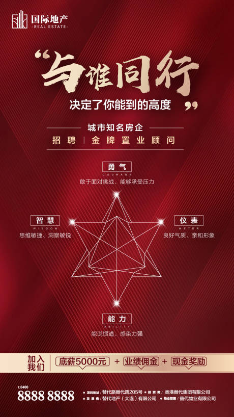 源文件下載【享設計】搜索編號：57410000387827082【紅金房地產置業顧問售樓員招聘微信海報】