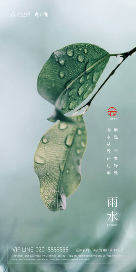 源文件下载【二十四节气雨水地产海报】编号：86470000401563895