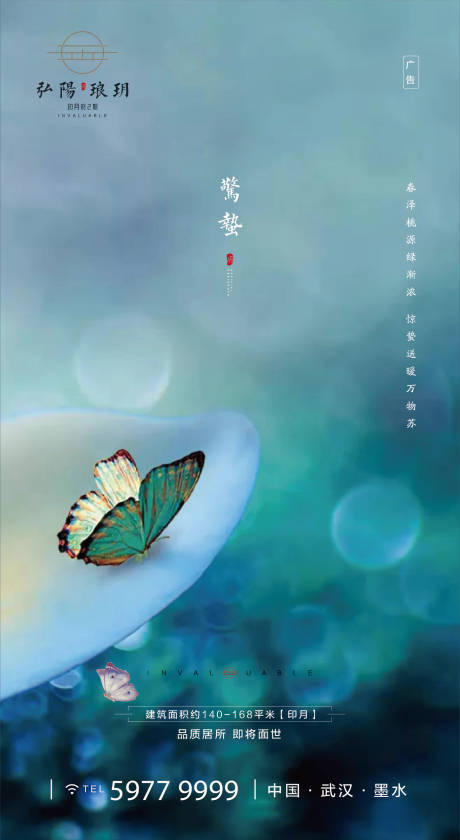 源文件下载【惊蛰蝴蝶地产海报】编号：20200227233600873