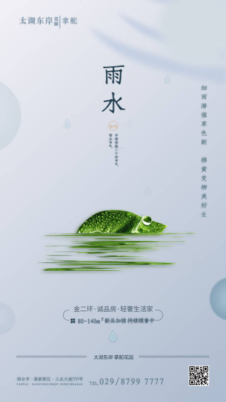 大气中国传统24节气雨水海报