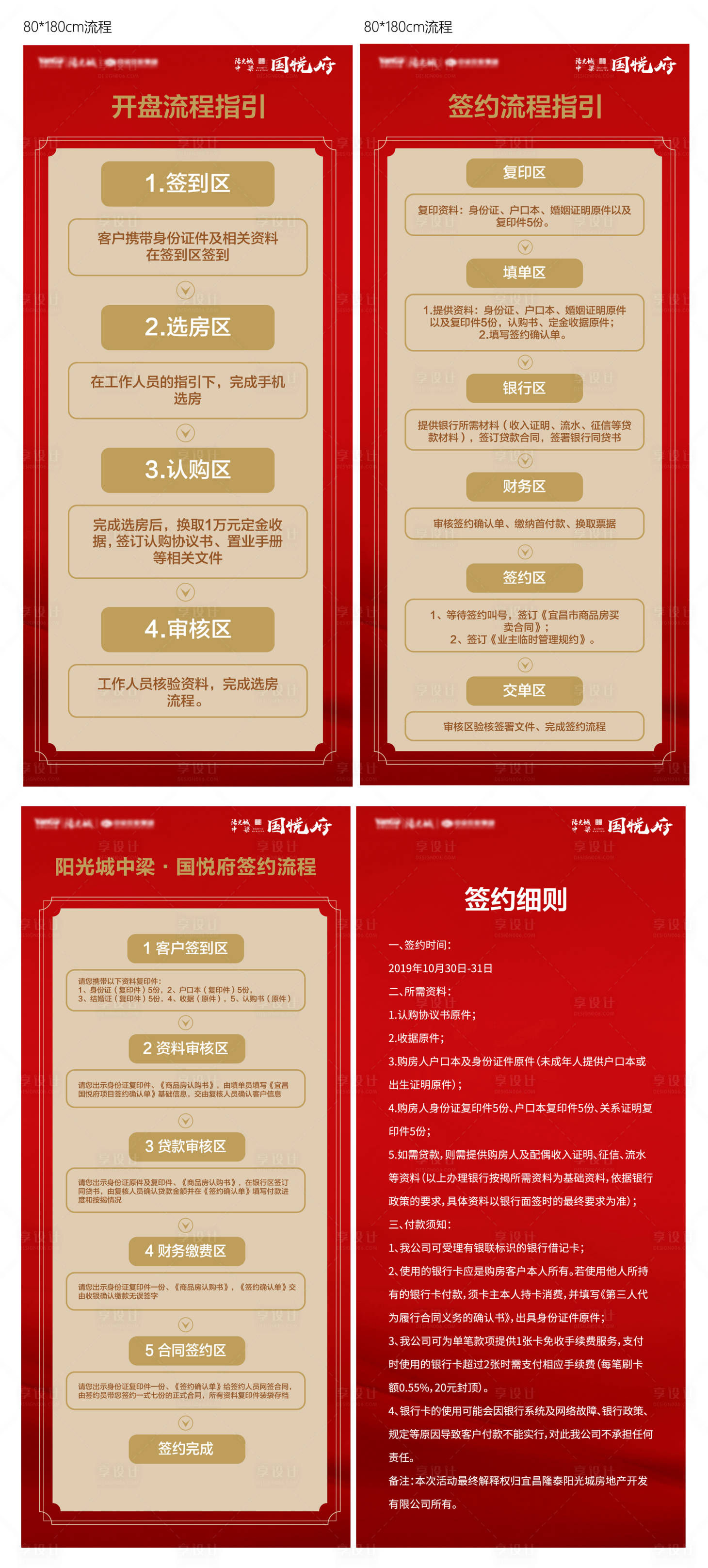 源文件下載【享設(shè)計】搜索編號：13060000583356359【地產(chǎn)開盤簽約流程規(guī)則展架】