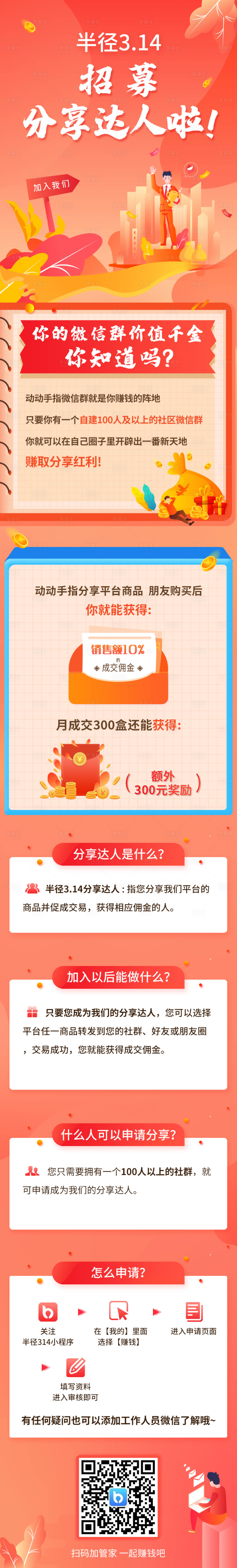 源文件下載【享設計】搜索編號：38500000469553899【合伙人招募橙色電商長圖】