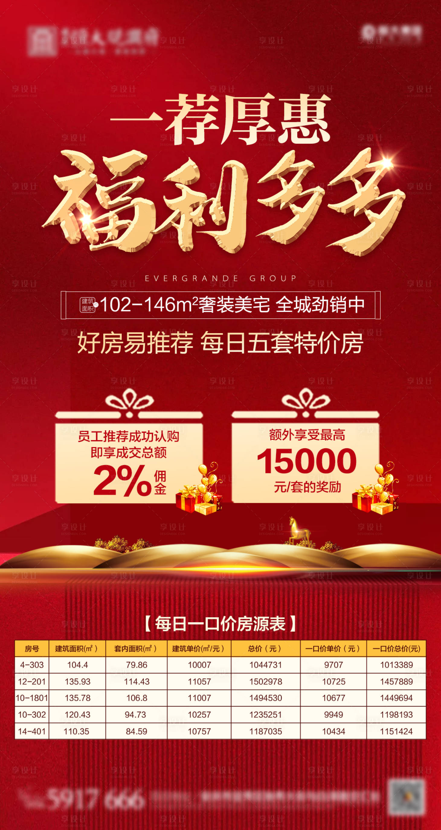 源文件下载【享设计】搜索编号：28940000635159182【地产钜惠推荐价格礼品房源表海报】