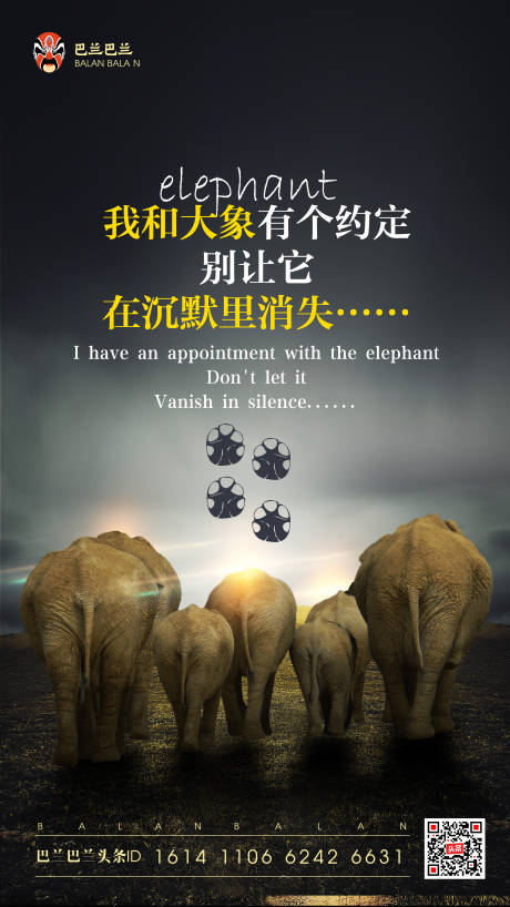 关爱野生动物大象海报