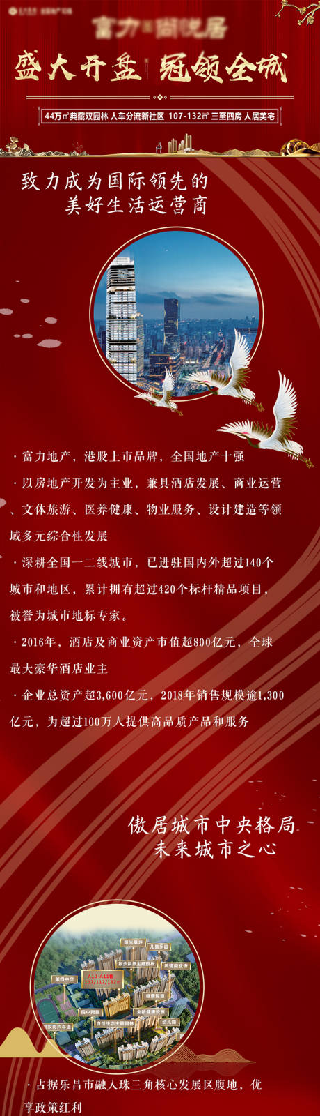 源文件下载【地产开盘新中式红色宣传简介长图】编号：17860000567456907