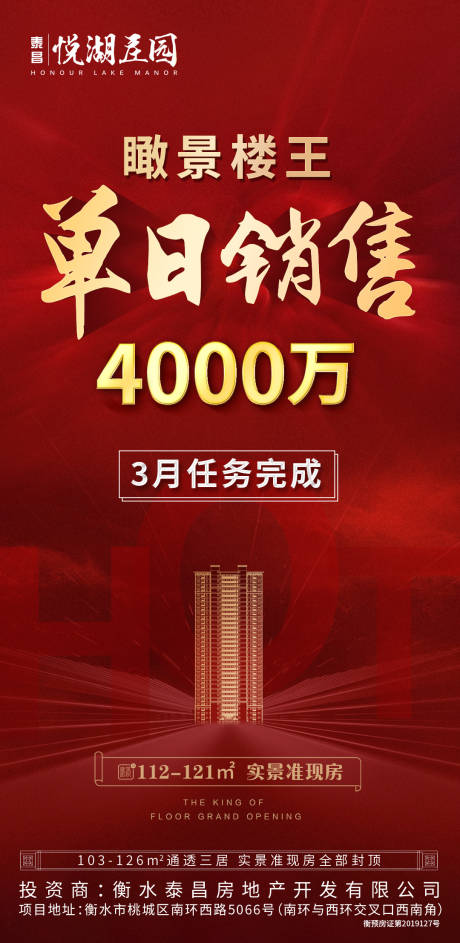 源文件下载【房地产楼王红金单日销售移动端海报】编号：60030000587804720