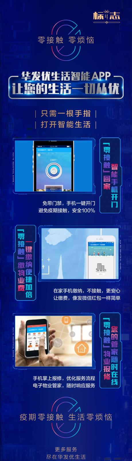 源文件下载【享设计】搜索编号：56290000745794474【蓝色科技感家居app电子智能系统长图】
