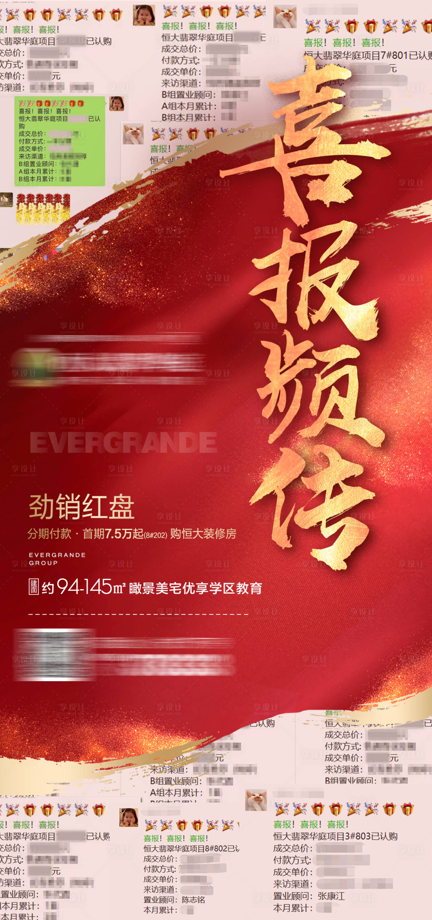 源文件下载【享设计】搜索编号：62460000681424481【房地产喜报热销海报】