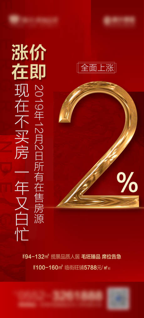 源文件下载【房地产红金涨价在即海报】编号：35740000721235456
