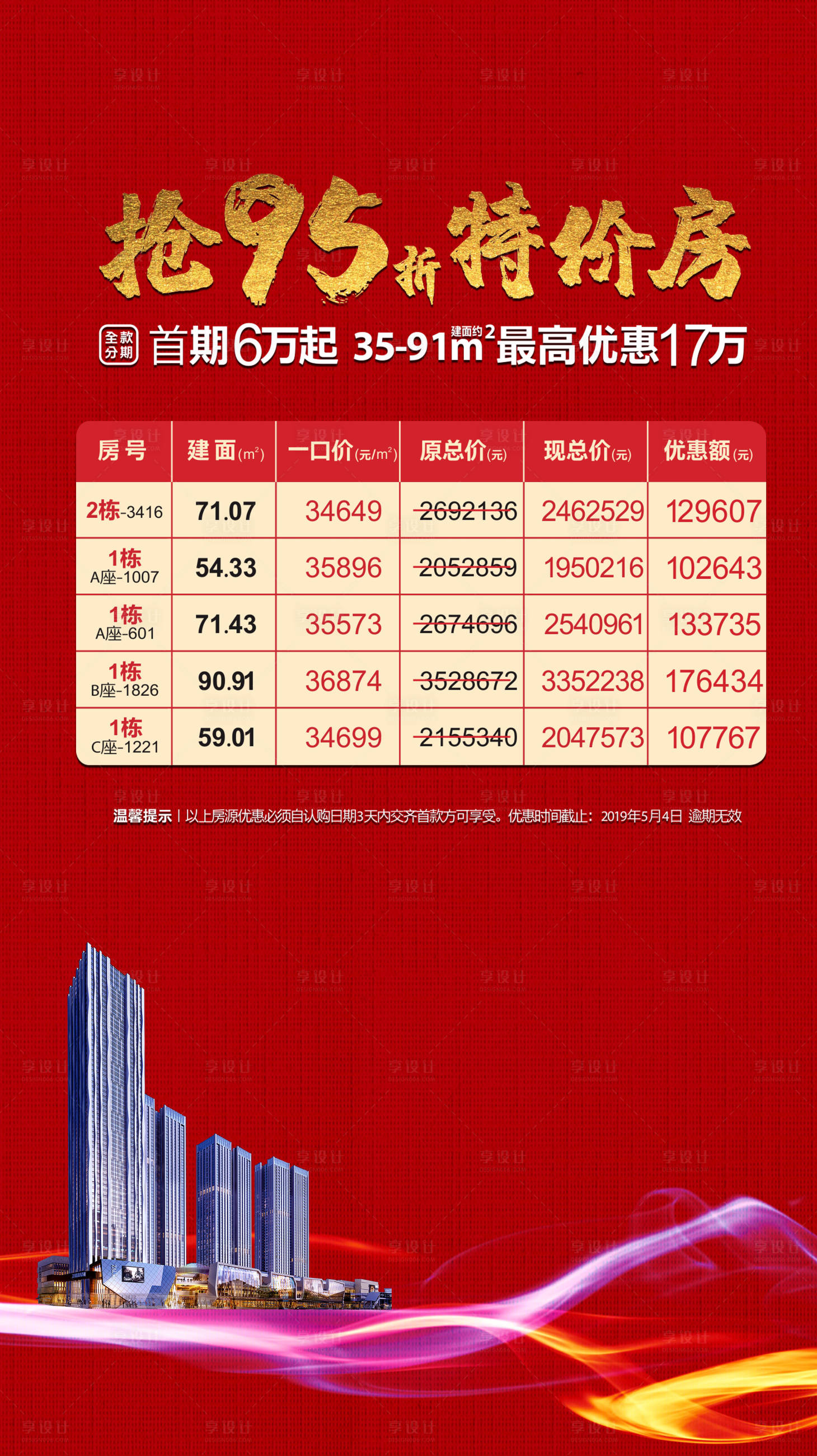 源文件下载【折扣特价房源地产海报】编号：20200401091056833