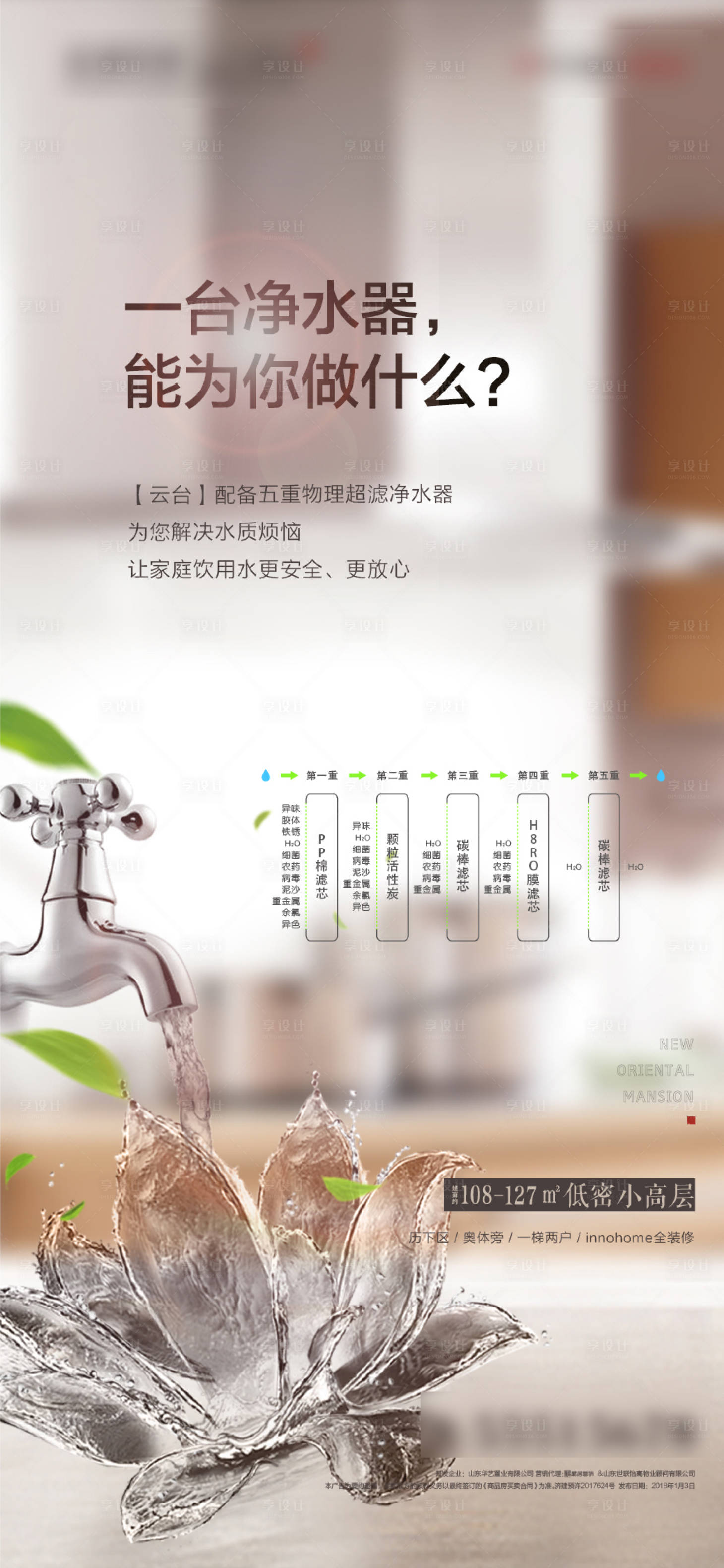 源文件下载【享设计】搜索编号：25320000782928971【房地产装修细节五重超滤净水器海报】