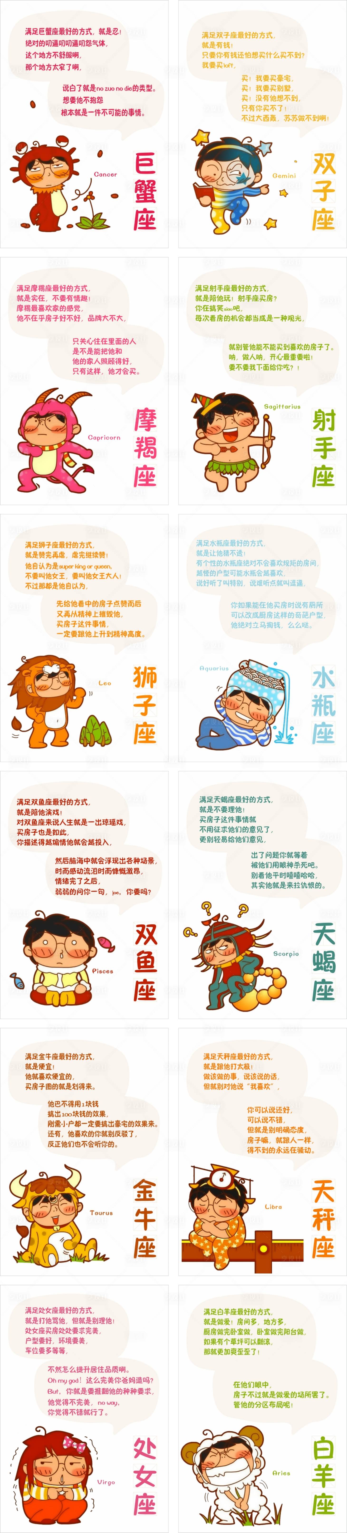 源文件下载【十二星座创意地产刷屏海报】编号：81110000799084823