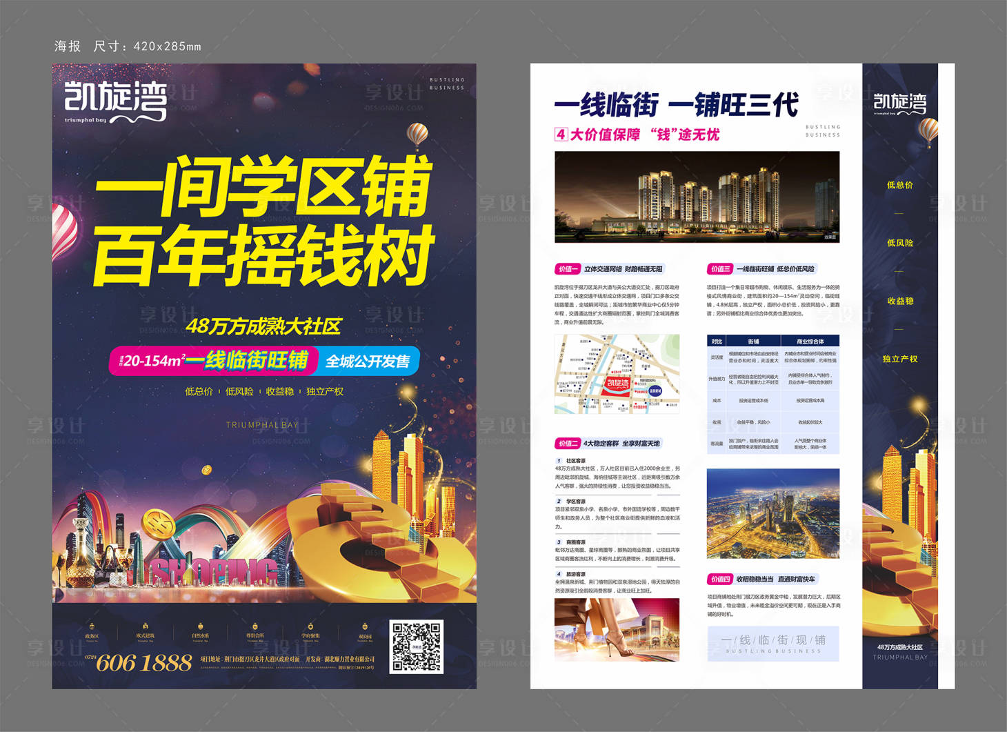 源文件下载【享设计】搜索编号：16290000786804254【房地产商铺价值点DM宣传单页】