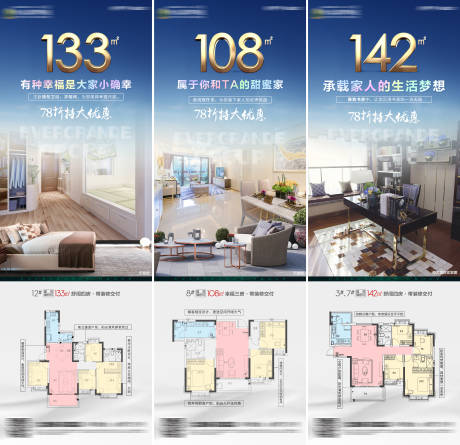 源文件下载【房地产户型价值点系列长图海报】编号：68060000698197921