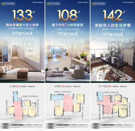 房地产户型价值点系列长图海报-源文件【享设计】