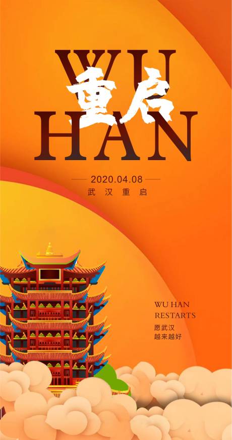 源文件下载【武汉重启移动端海报】编号：62580000682112890