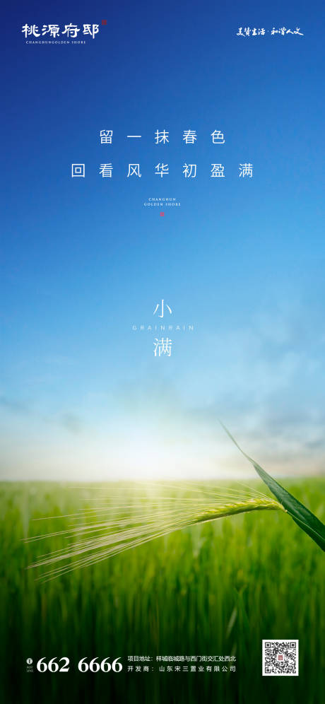源文件下载【蓝天绿色麦田小满节气海报】编号：77190000872854785