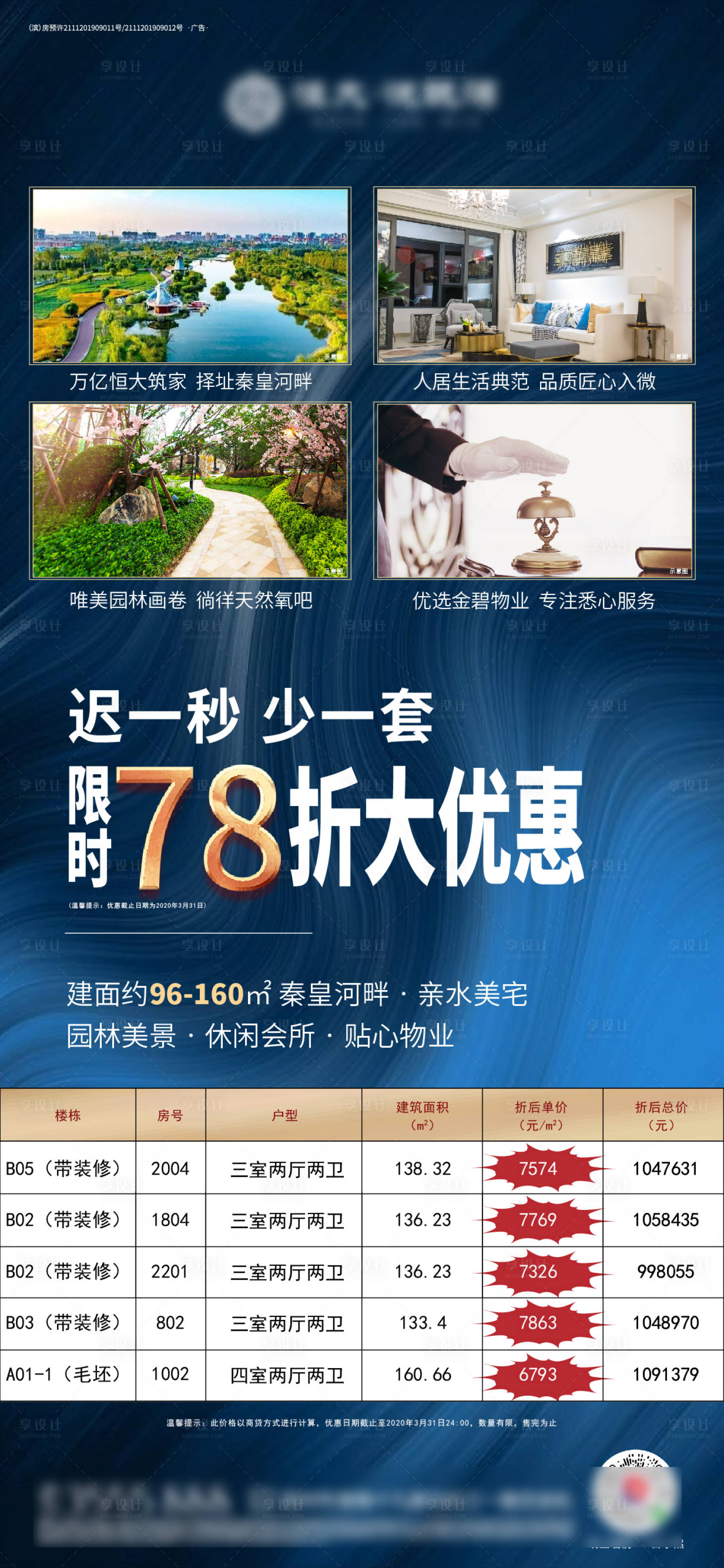 源文件下載【房地產藍金熱銷特價房海報】編號：20670000957919588