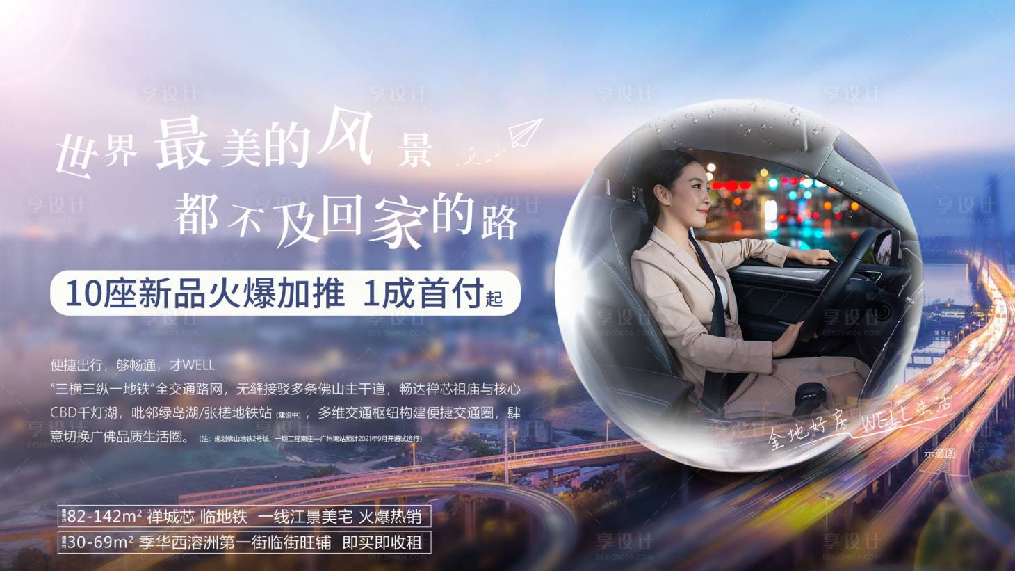 源文件下载【房地产横版交通价值点海报】编号：82250000942461575