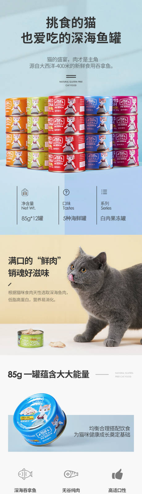 源文件下载【简约猫咪宠物猫粮电商详情页】编号：99640000965958769