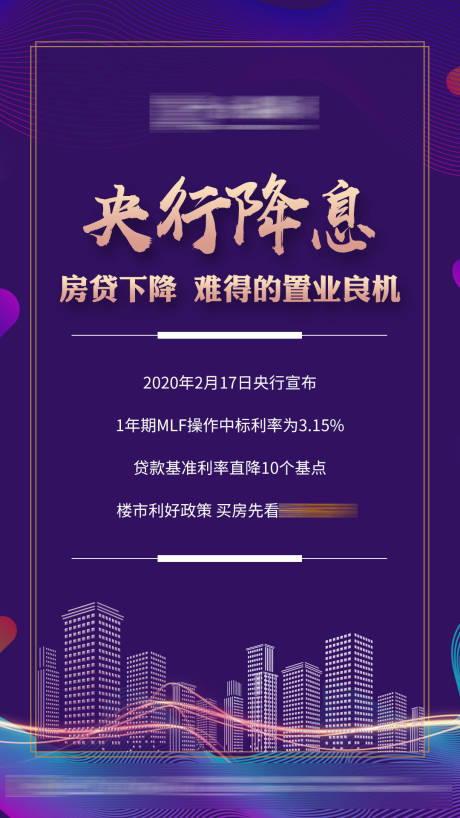 源文件下载【地产降息政策利好微信海报】编号：89880000883143526