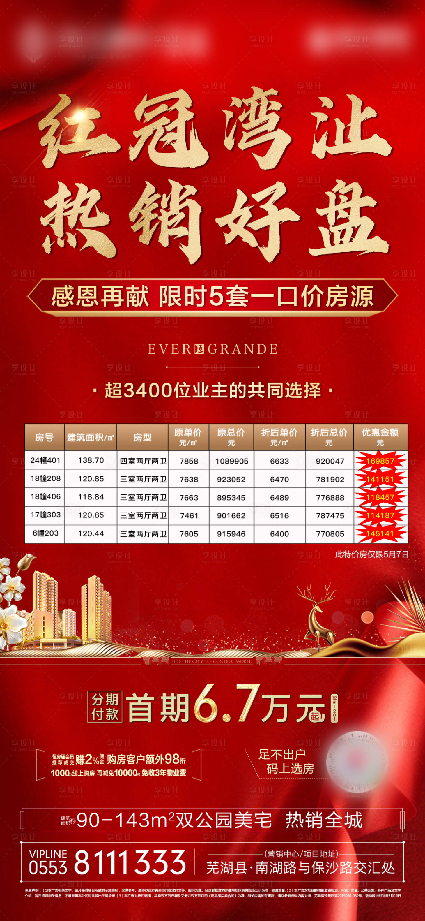源文件下载【享设计】搜索编号：61130000887917154【特价房热销红金海报】