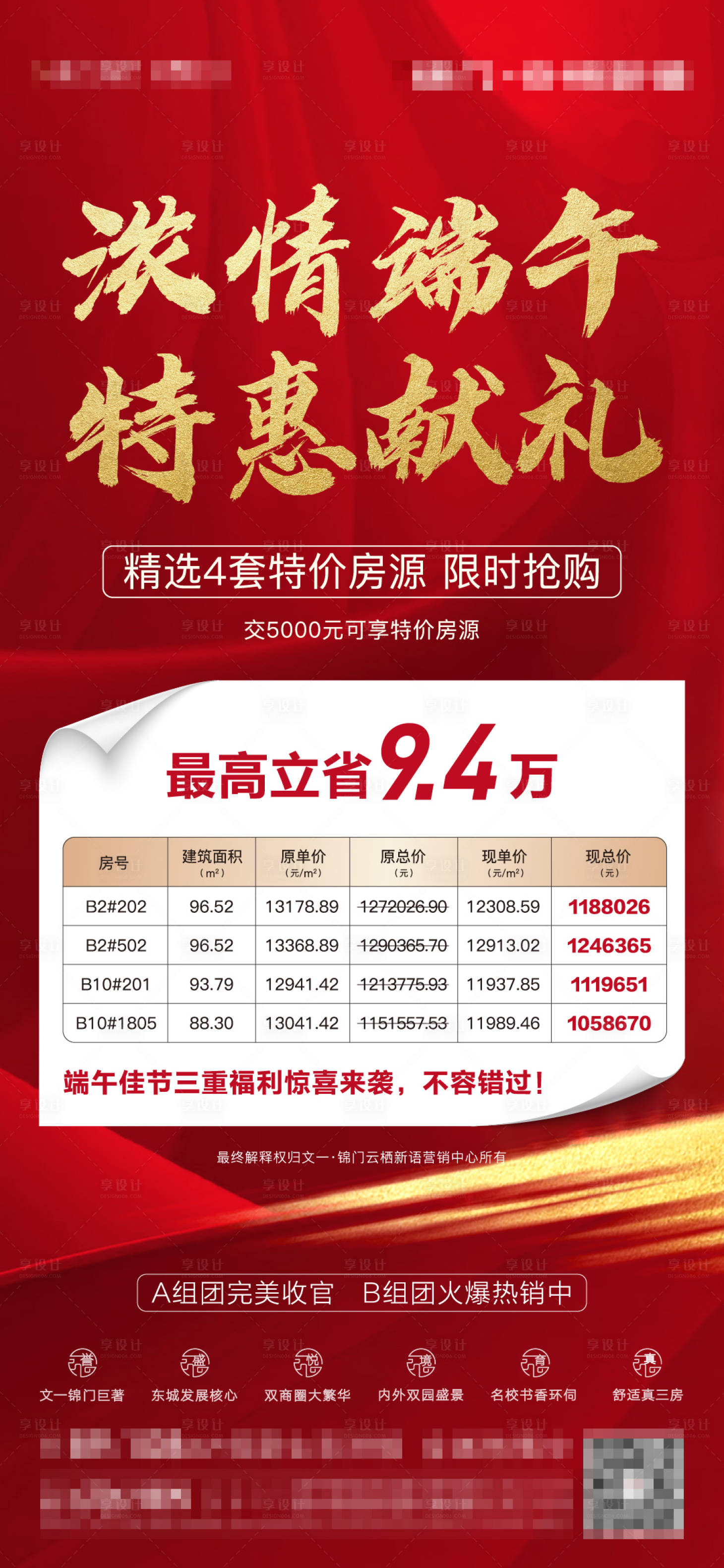 源文件下载【享设计】搜索编号：52600001244836509【红色地产特价房微信单图】