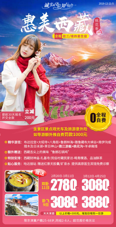西藏桃花季旅游海报-源文件【享设计】