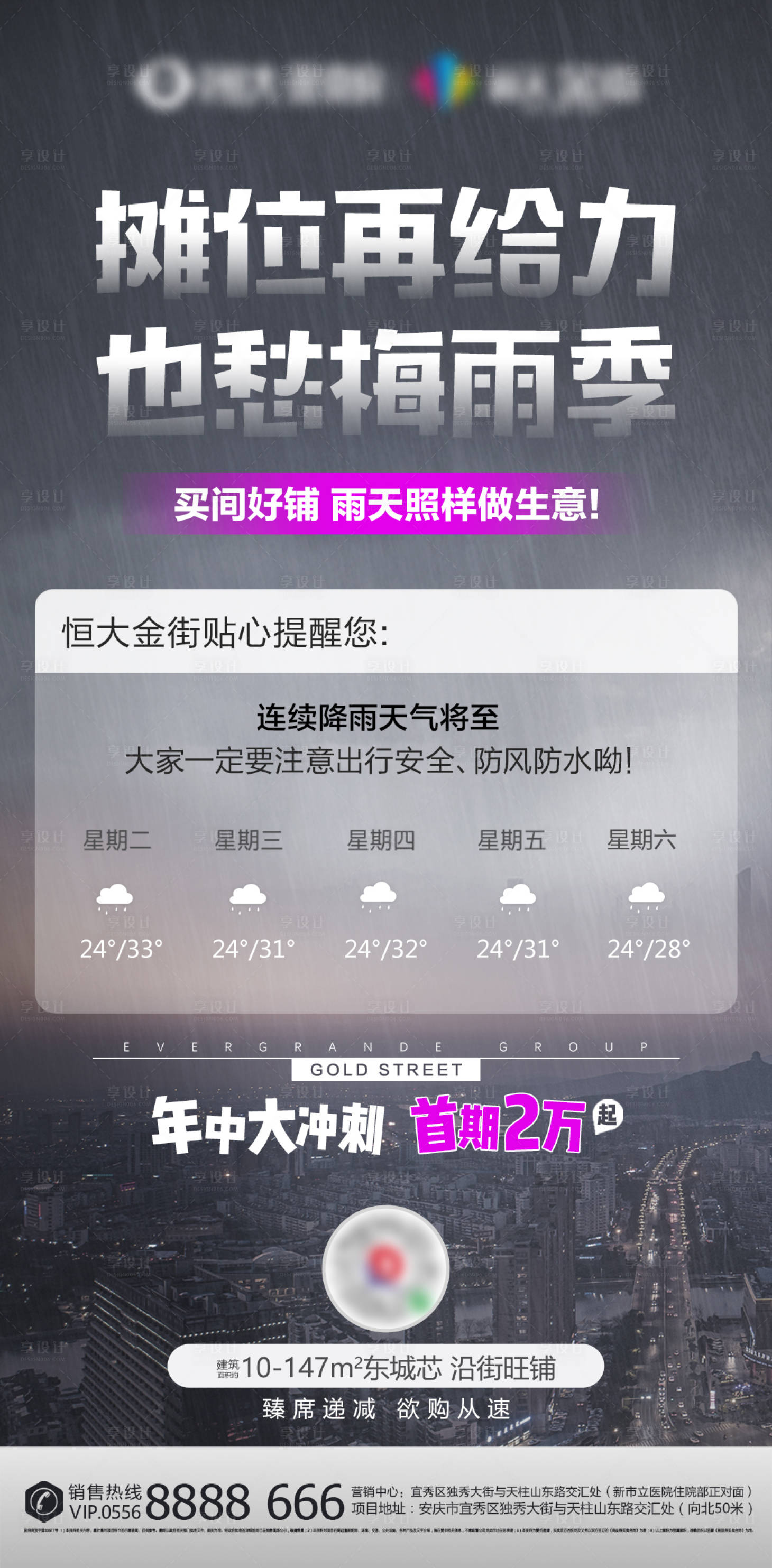 源文件下载【地产雨季天气预报创意单图海报】编号：89560001115342156