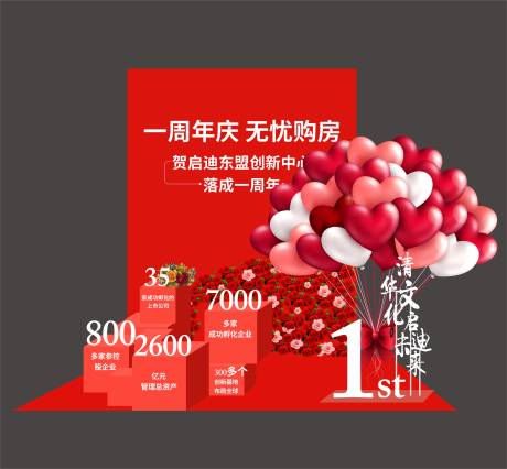 源文件下载【周年庆红色背景板展板 】编号：27050001264403110