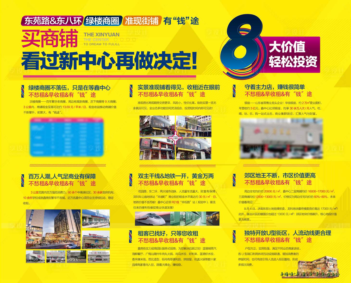 源文件下载【享设计】搜索编号：60690001292062925【房地产商铺价值点展板】