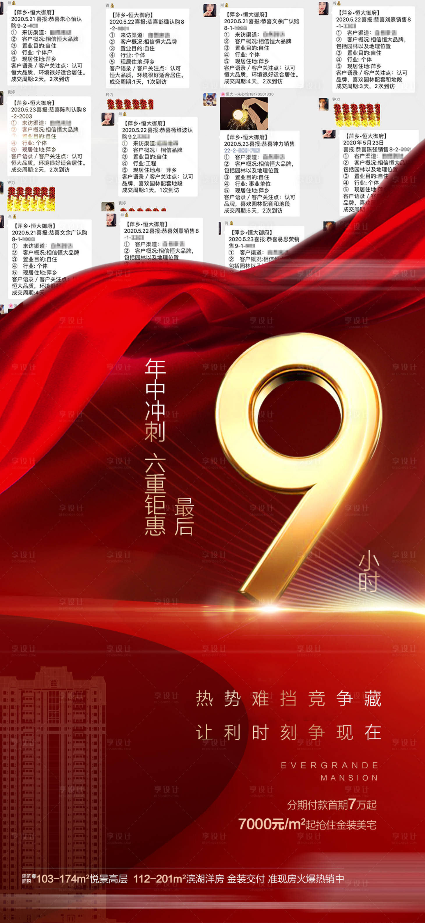 源文件下载【享设计】搜索编号：65560001451504962【地产热销喜报红金海报】