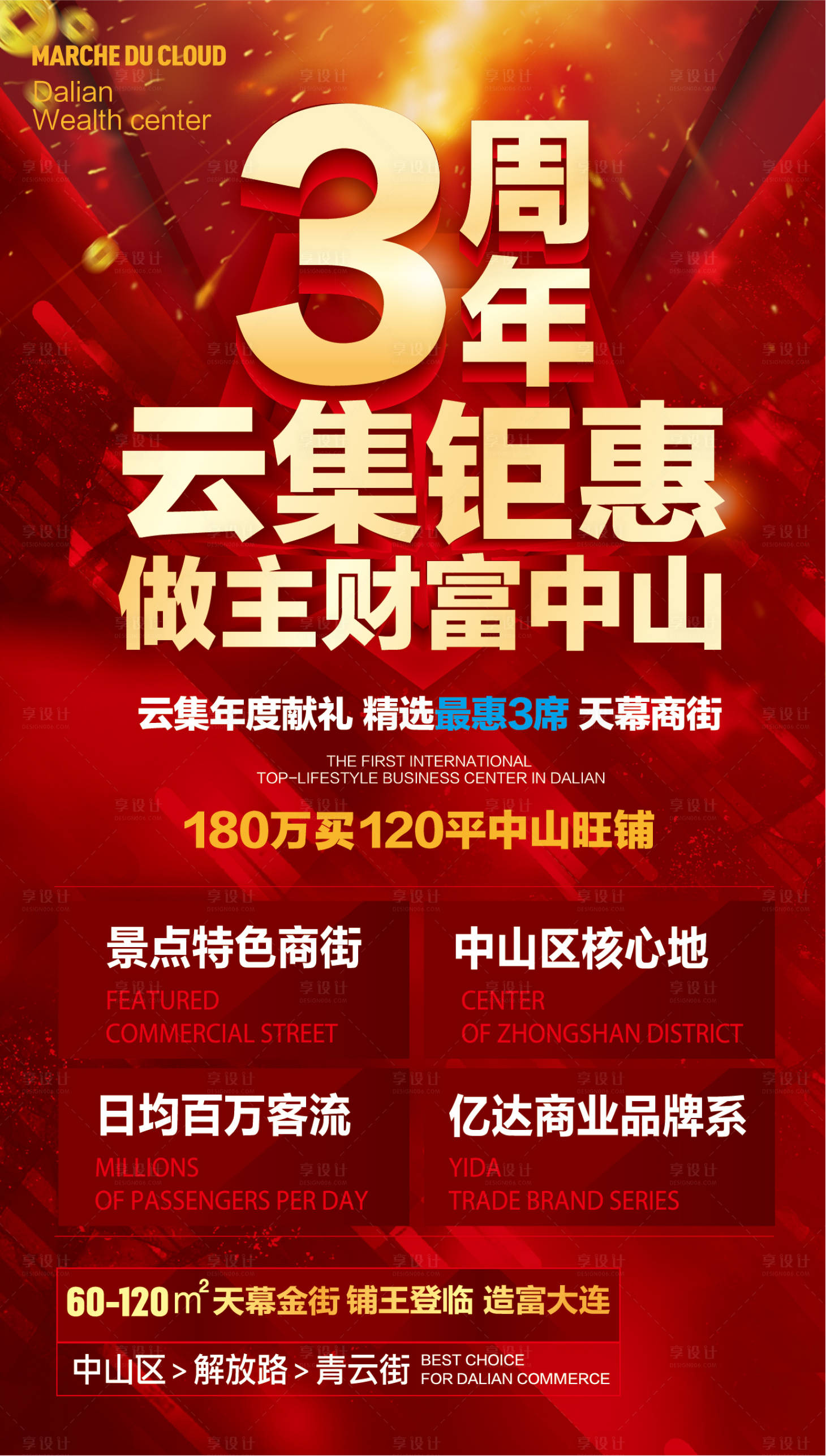 源文件下载【地产红色3周年活动海报】编号：63950001461075929