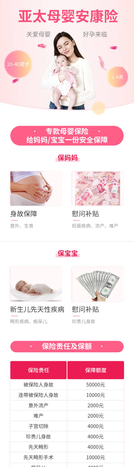源文件下載【享設計】搜索編號：64360001305479365【亞太母嬰安康險介紹海報長圖】