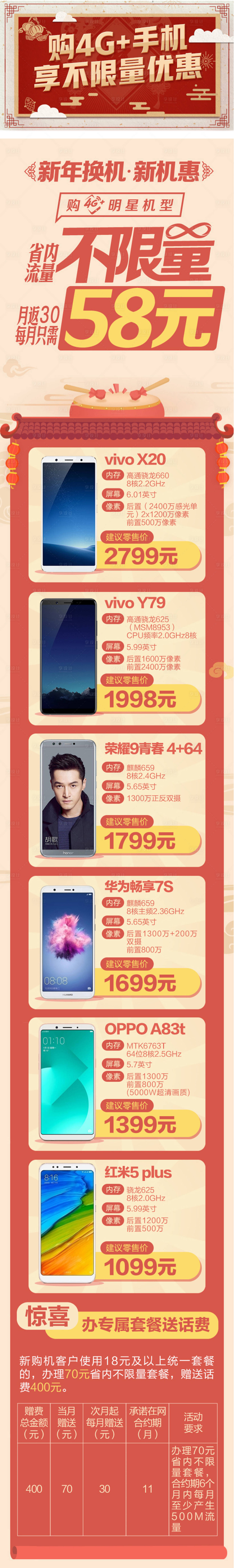 源文件下載【享設計】搜索編號：19880001340761559【通信新年促銷微信長圖】